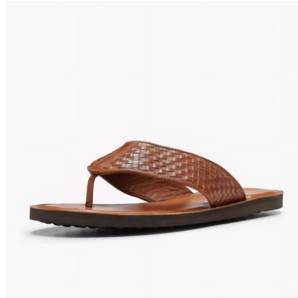 Donald J Pliner Palmer Calf Leather Flip-Flops Saddle/Cognac Size 12M NWOB